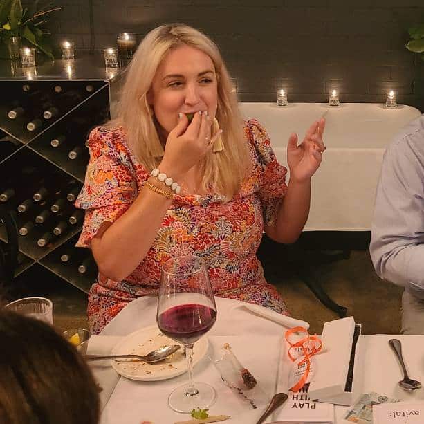 woman experiencing flavor finale during interactive meal