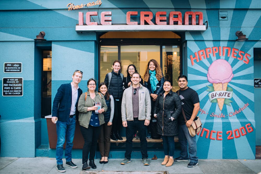 guests in front of bi rite creamery during walking food tour san francisco