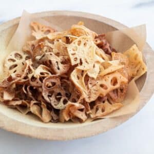 lotus root crisps served with burrata appetizer from il fiorista nyc