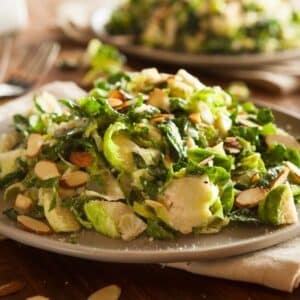 shaved brussel sprout salad with almonds