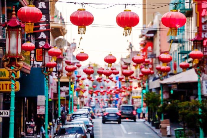 san francisco's chinatown with lanterns