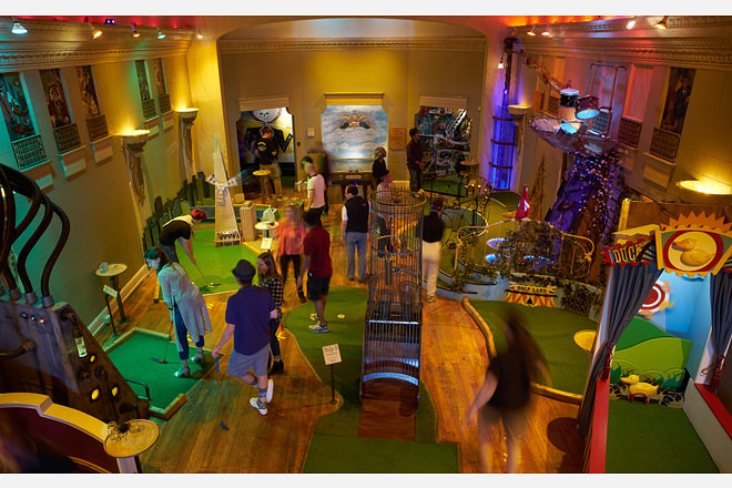 indoor mini golf course at Urban Putt in San Francisco
