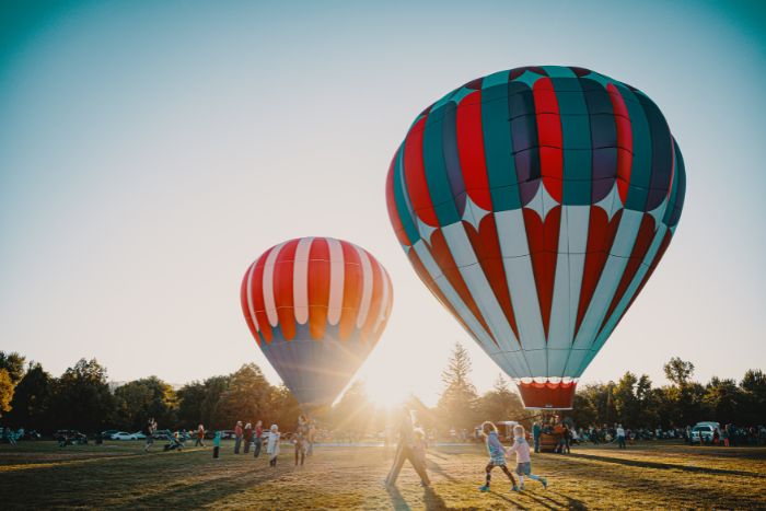 hot air balloons in park