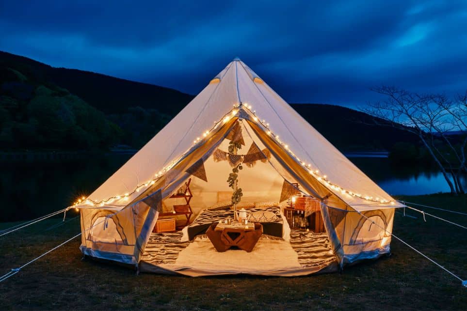 glamping tent to celebrate 30th birthday