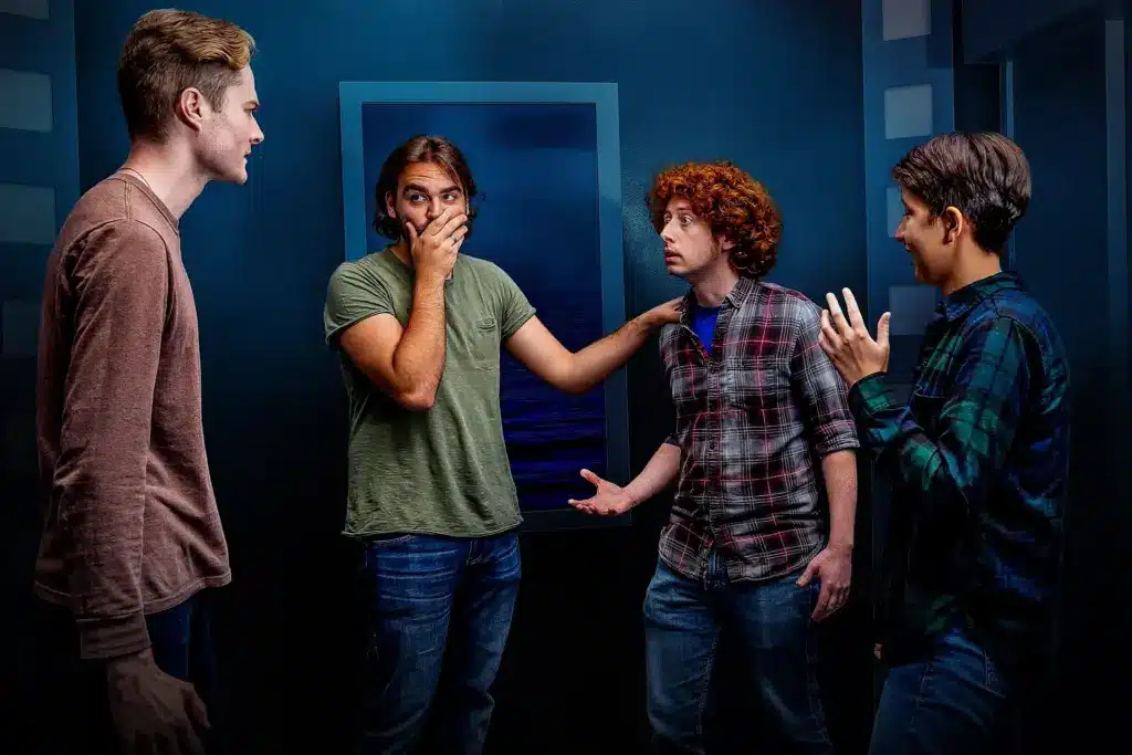 team solving clues in Hypnotic Escape Room in LA