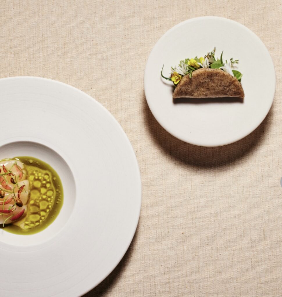 table of minimalist food served at sons and daughters in san francisco
