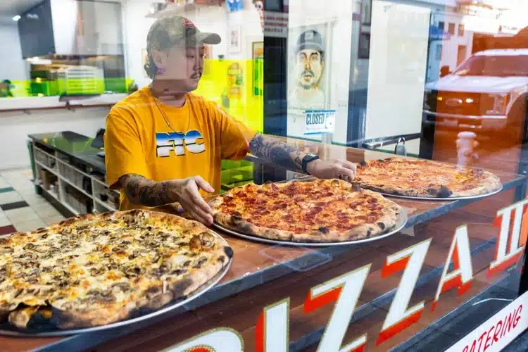 pizza displayed at outta sight pizza in san francisco