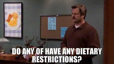 parks and recs dietary restrictions gif with ron