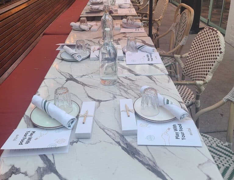 Private Dining table setting at de la nonna in los angeles