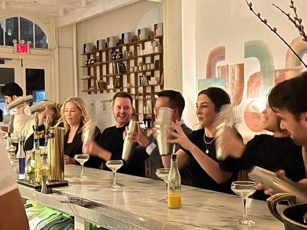 shaking cocktails on a NYC Private dining experience