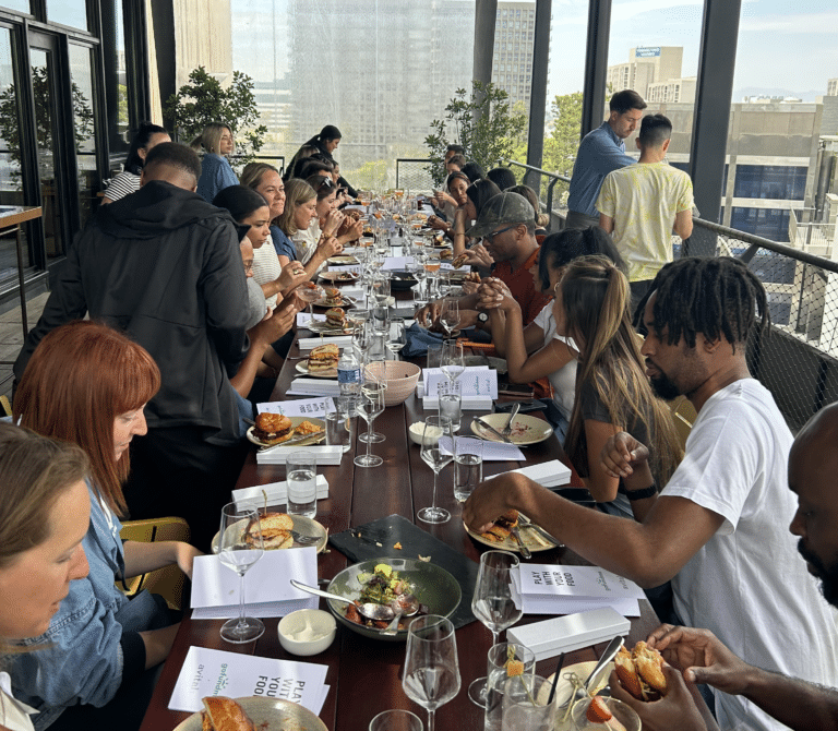 guests eating in private patio for la interactive meal