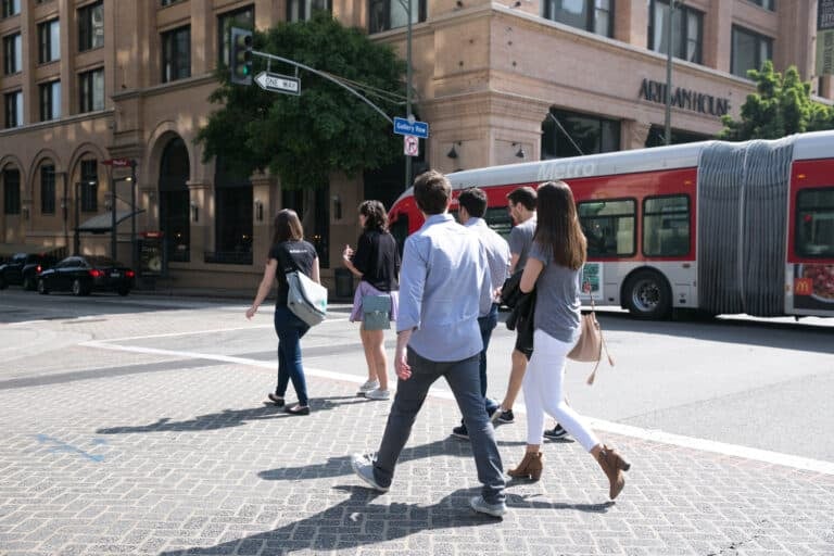 guests crossing street during walking food tours in los angeles
