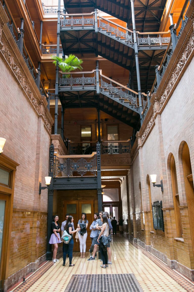 group in bradbury building during la client entertainment