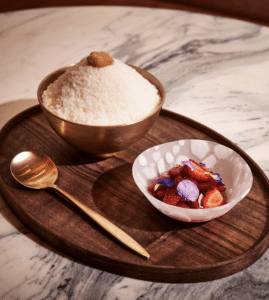 korean bingsu dessert at oiji mi nyc michelin star restaurant