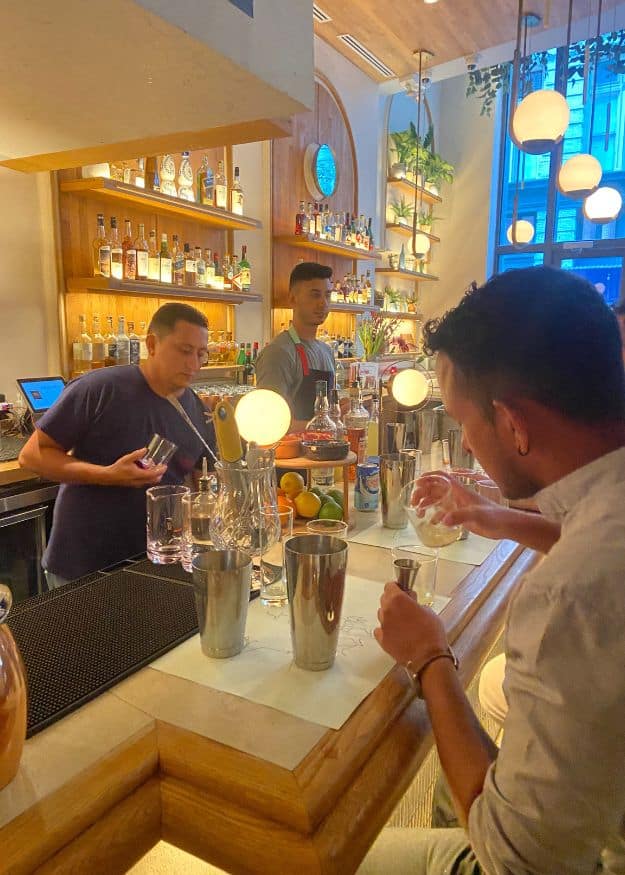 guest making cocktial during boston interactive meal