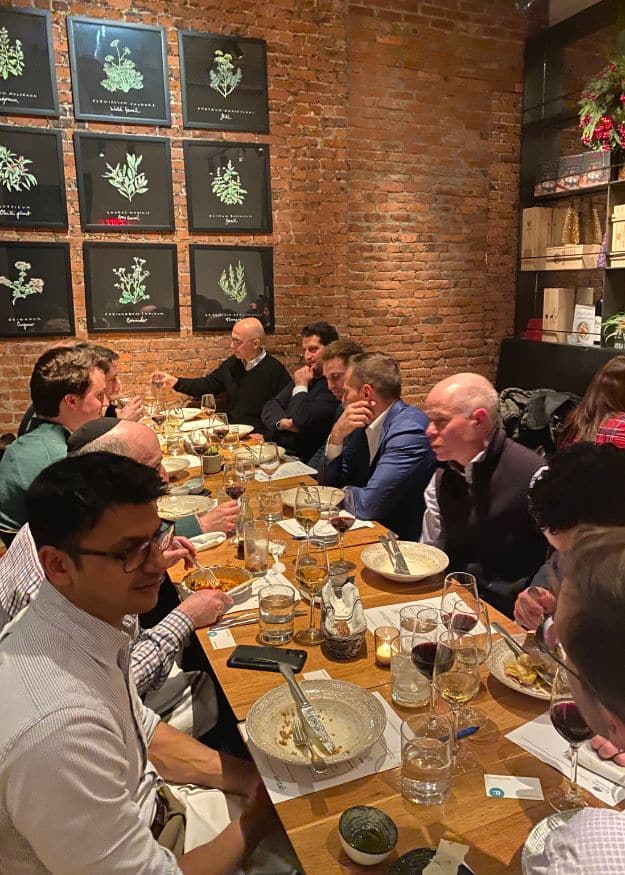 group having dinner during chicago interactive meal