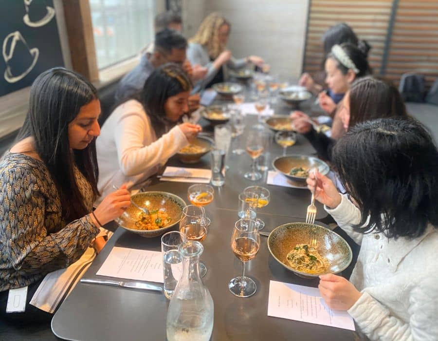 sf group enjoying dinner during client entertainment event