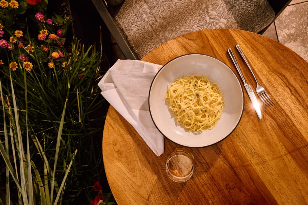 plate of pasta served at electric lemon in nyc