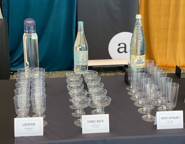 waters lined up on water bar