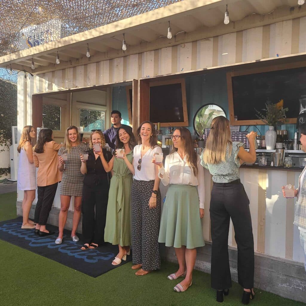 guests standing in front of bar during interactive meal in los angeles