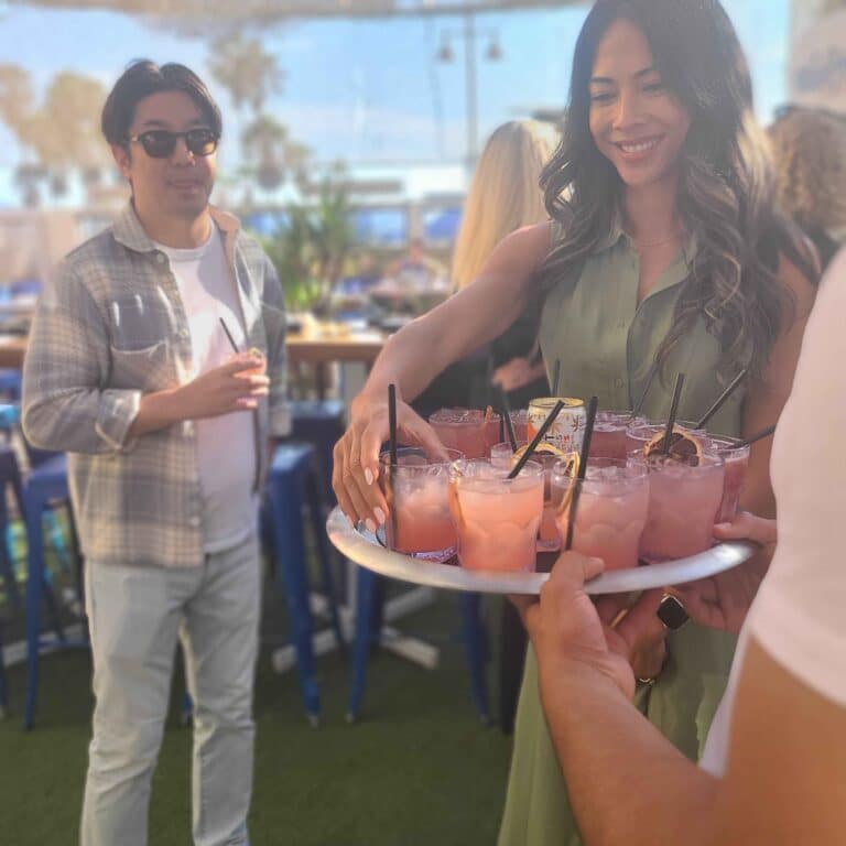 tray of cocktail being served during la interactive meal
