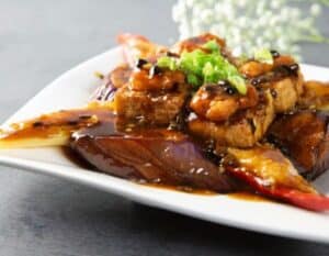 “Three Treasures” with Shrimp Paste & Black Bean Sauce