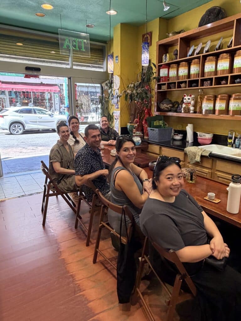 group tea tasting during chinatown food tour