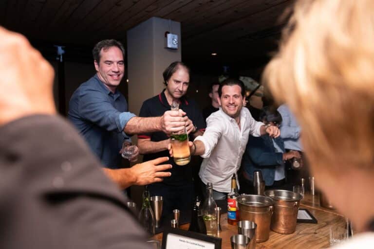 group making cocktails during west loop private dining chicago event