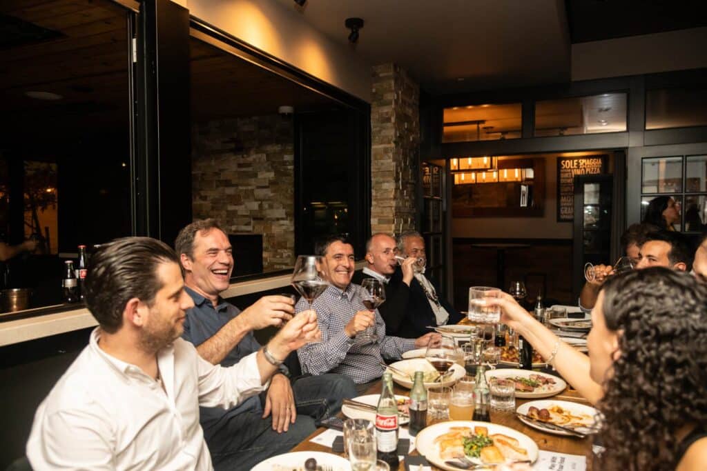 group toasting cocktail during silicon valley private dining event