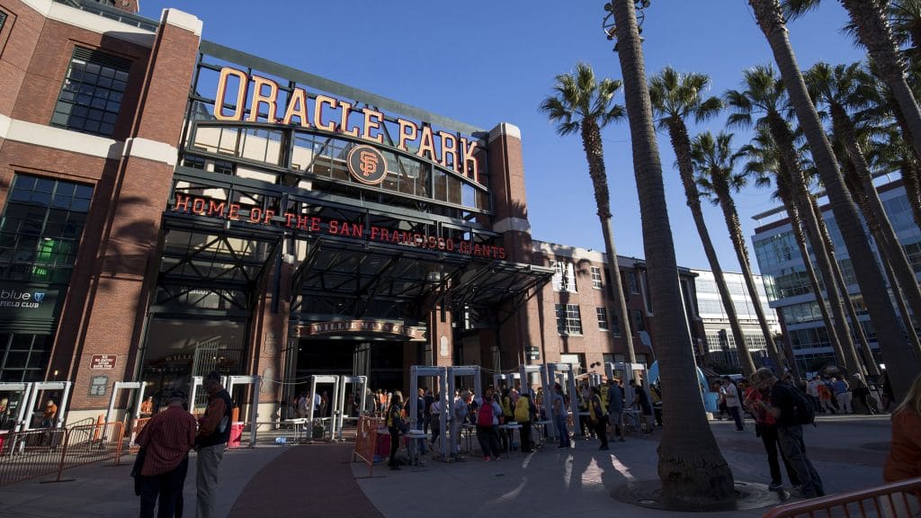 exterior shot of oracle park in san francisco