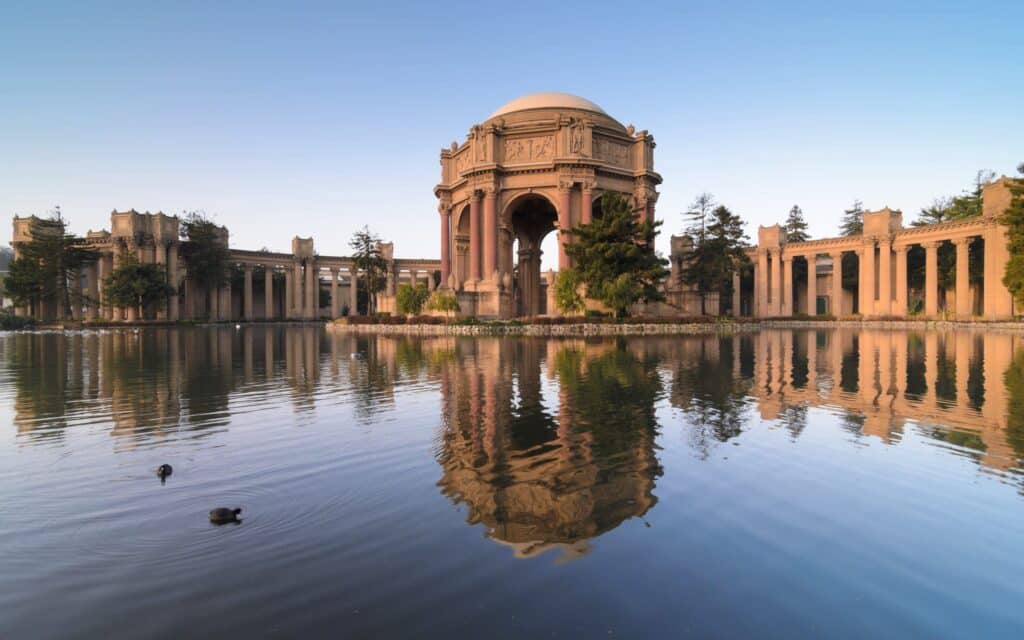 exterior of the palace of fine arts in san francisco