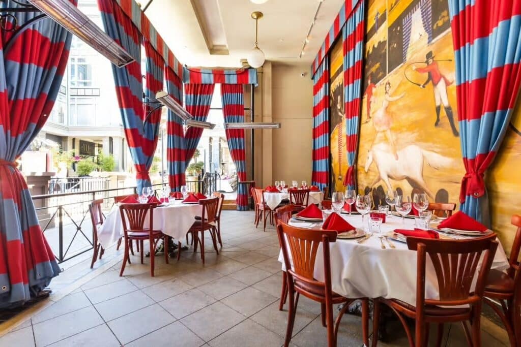 interior of left bank restaurant in san jose ca