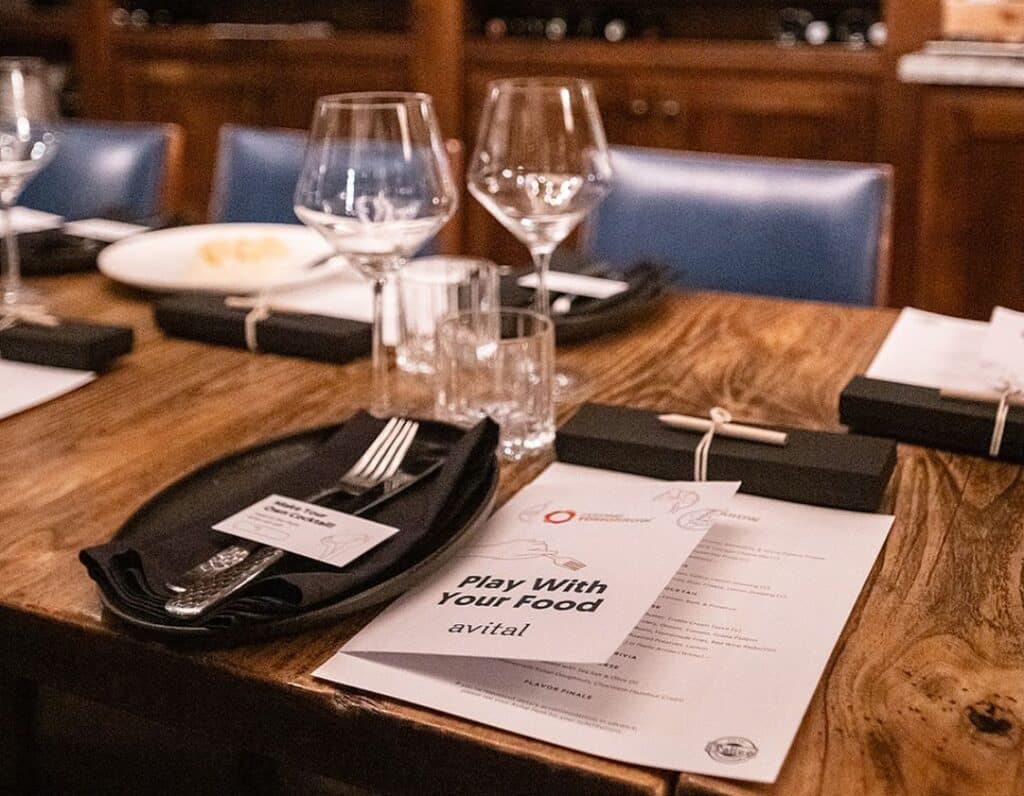 place setting during avital's interactive meal at one of best private dining rooms in washington dc