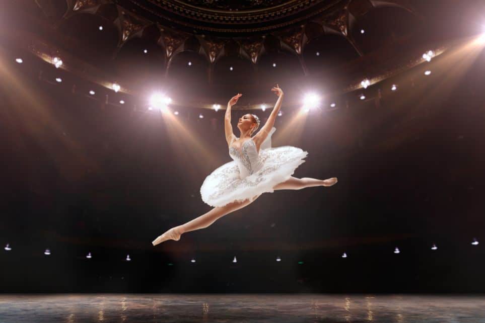 ballerina jumping on stage in nyc