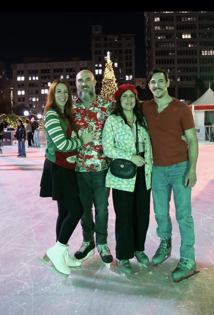 group ice skating in downtown la for corporate holiday party
