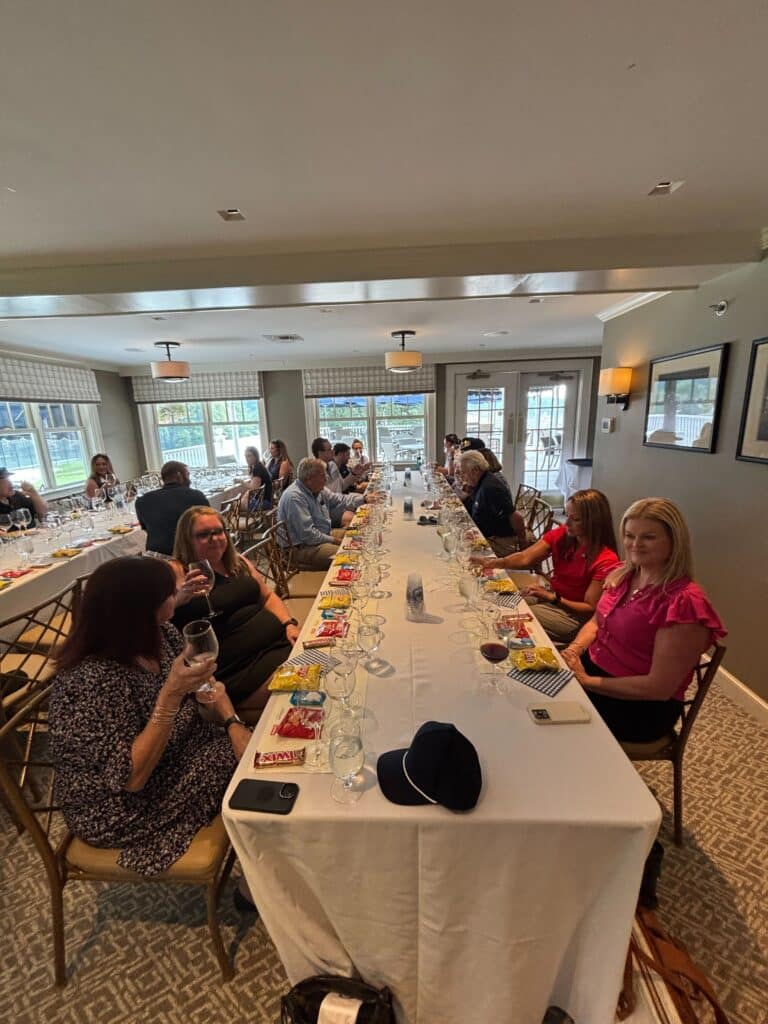 wine tasting table during corporate event entertainment