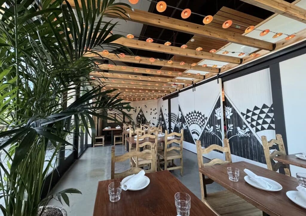 interior at flores restaurant in san mateo