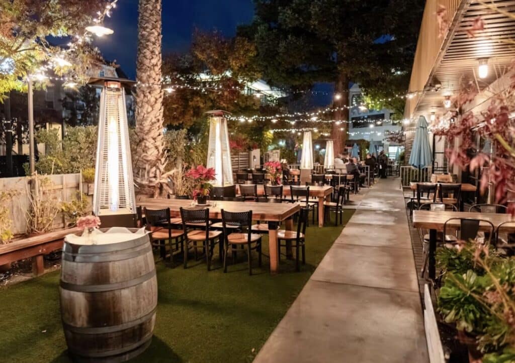 patio at steins beer garden in mountain view 