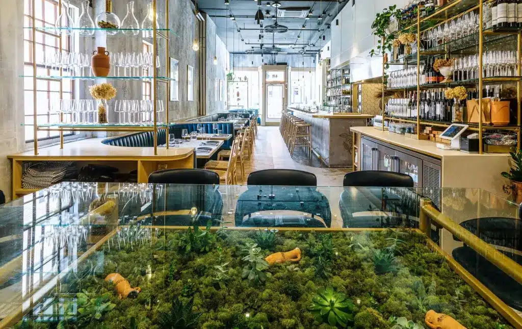 The interior of Krasi Boston