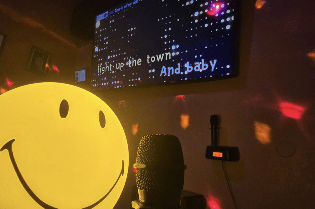 A private room at Magpie and Tiger Karaoke in Santa Clara