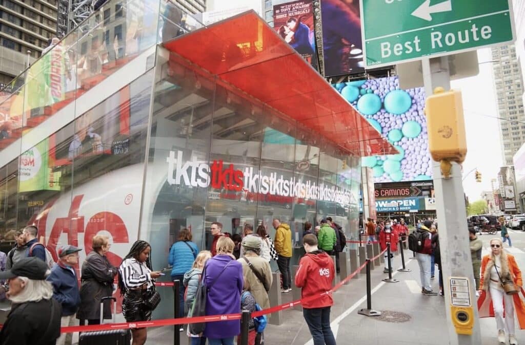 People lining up for Broadway tickets at TKTS