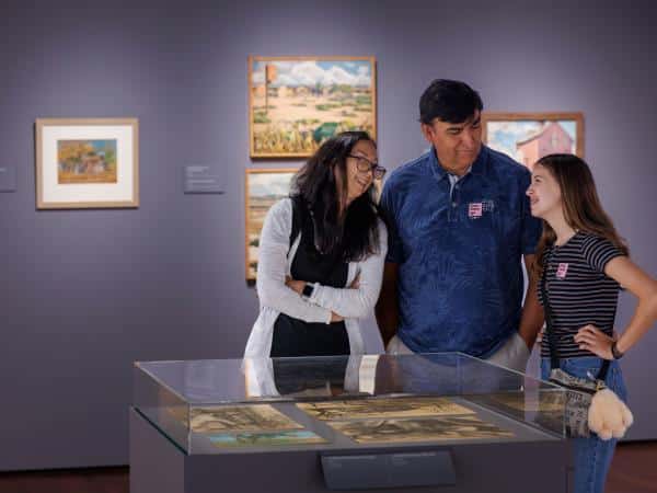 Family looks at art at Denver Art Museum