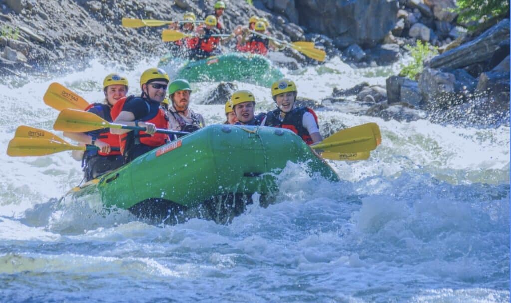 Friends white water rafting in Colorado