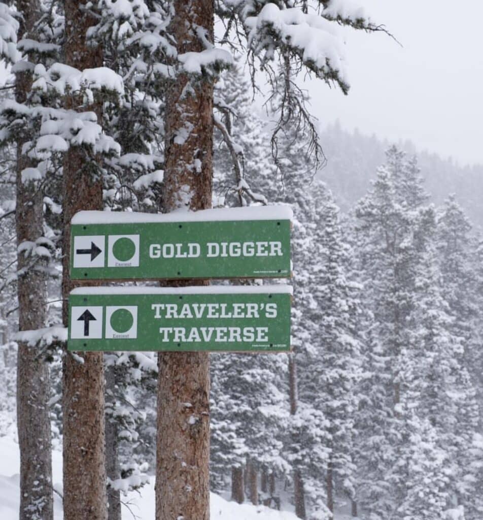A sign points to different trails on Echo Mountain