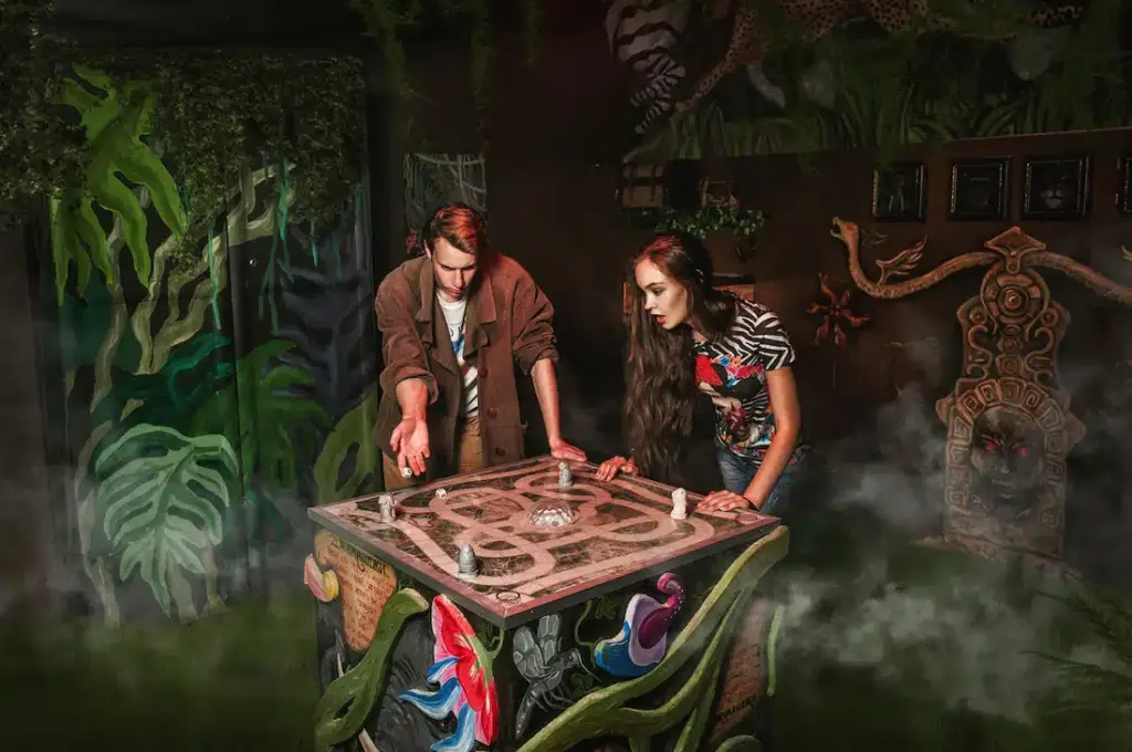 Friends in jungle escape room at 5280 Denver