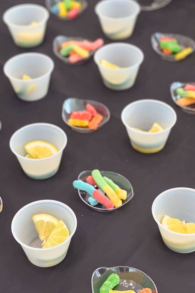 lemons and gummy worms at tongue twister tasting bar