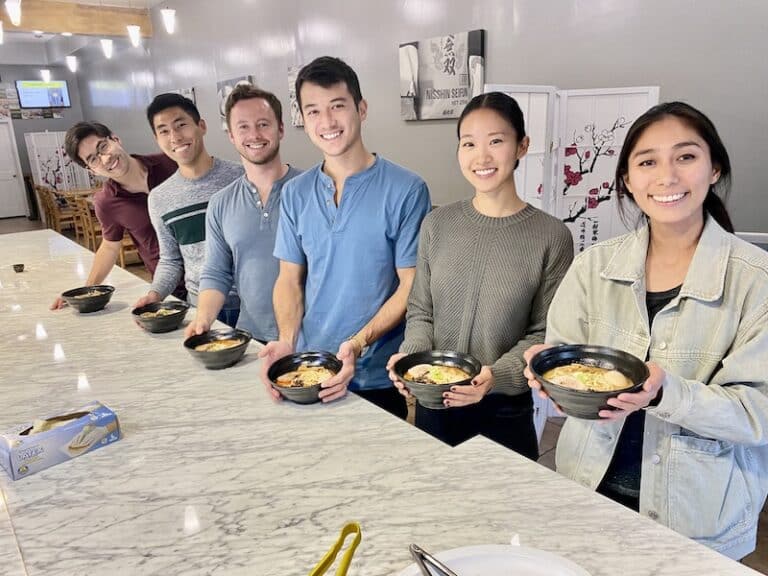 A team building activity where you make ramen from scratch at The Story of Ramen in San Francisco