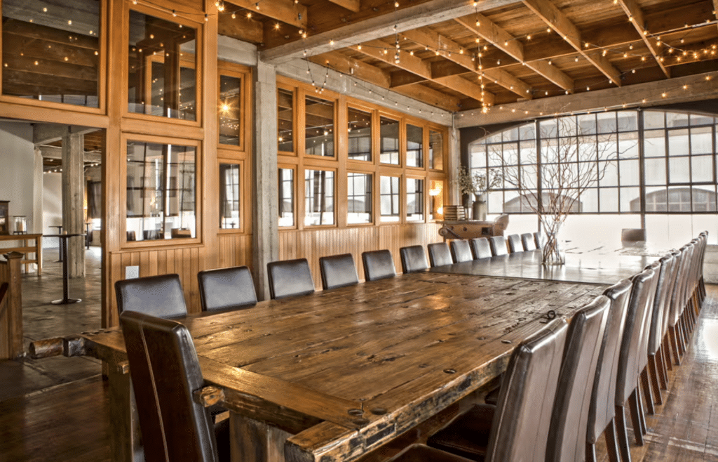 The long meeting table at the Box in SF