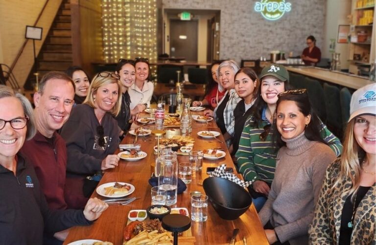 group at arepas during san francisco food tour