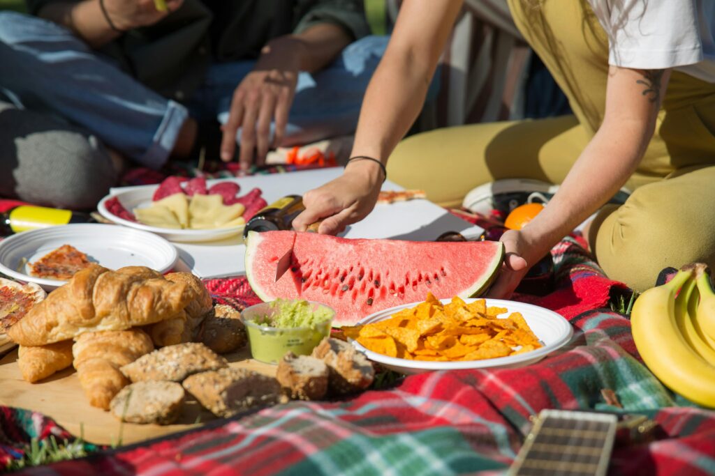 Team members enjoy a delightful picnic together
